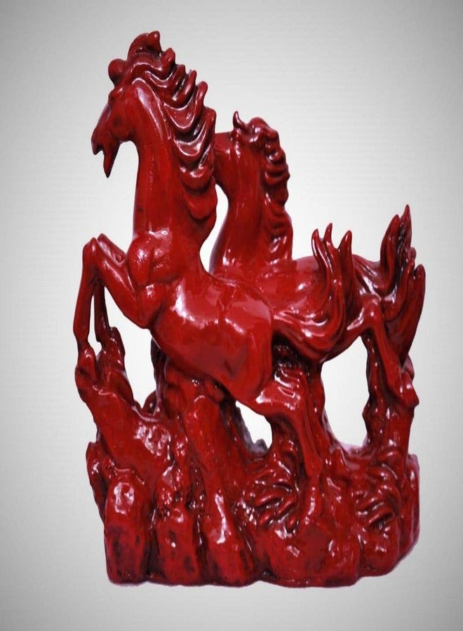 INARA Creation Two Running Red Victory Horses (Feng Shui & Vastu) (Size - Big) - Image 2